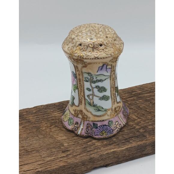 Antique Hand Painted Nippon Hat Pin Holder Japanese Gold Moriage Ornate Asian - Picture 5 of 9